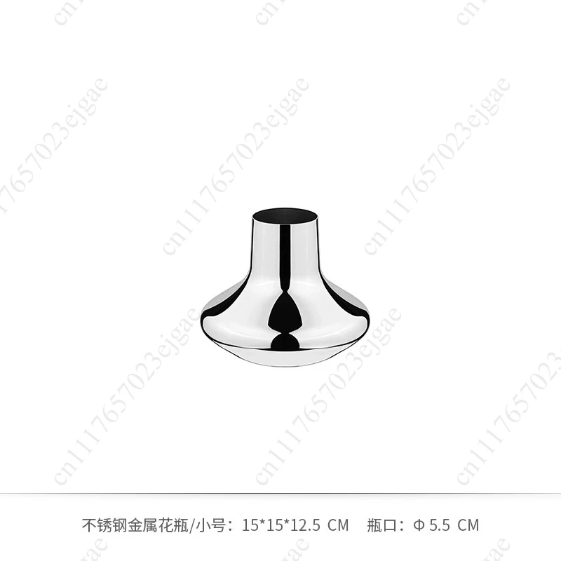 Creative Stainless Steel Mirror Vase Light Luxury Style Home Living Room Hotel Lobby Desktop Circle Art Vase Housewarming Gift