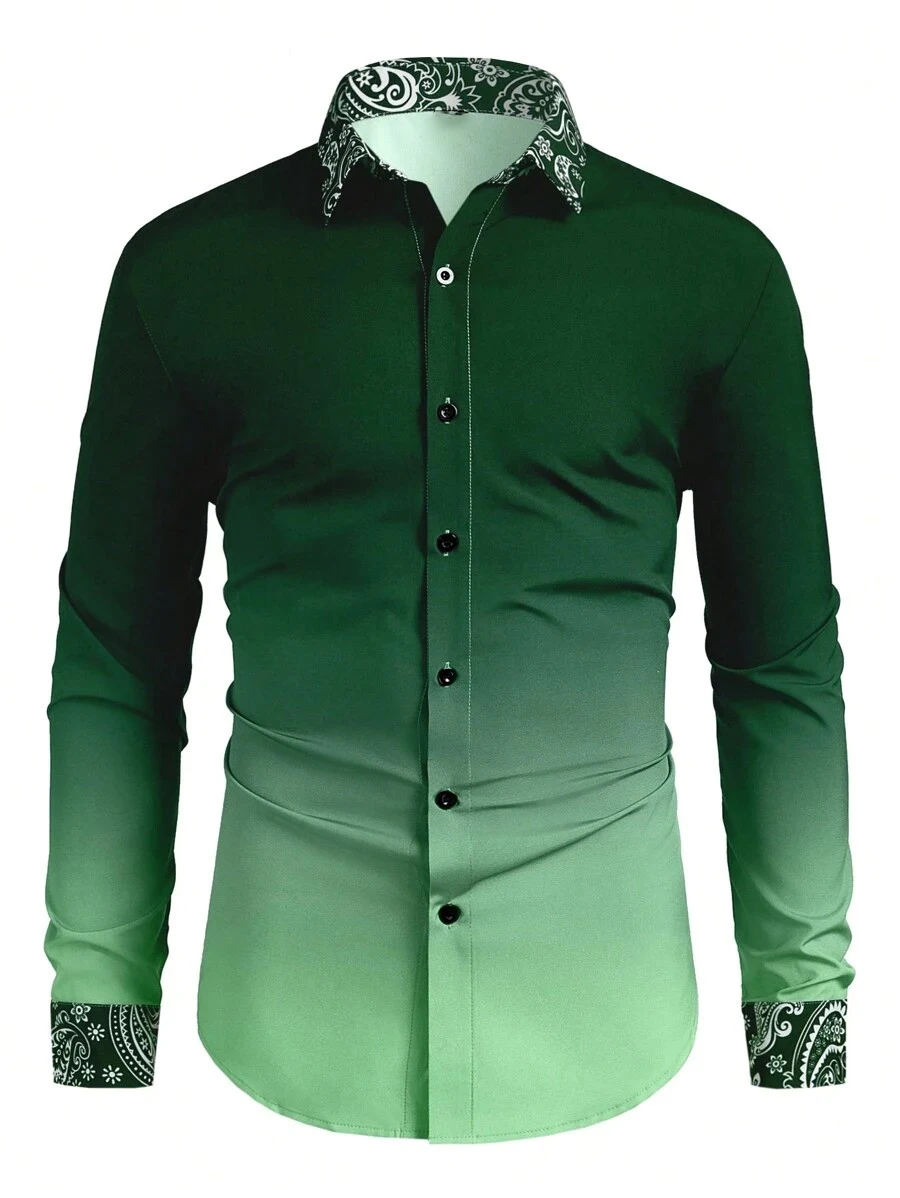 Męska koszula z długim rękawem w stylu casual, gradientowa Szczęśliwego Nowego Roku Koszula męska, miękka i wygodna, designerska, plus rozmiar 6XL