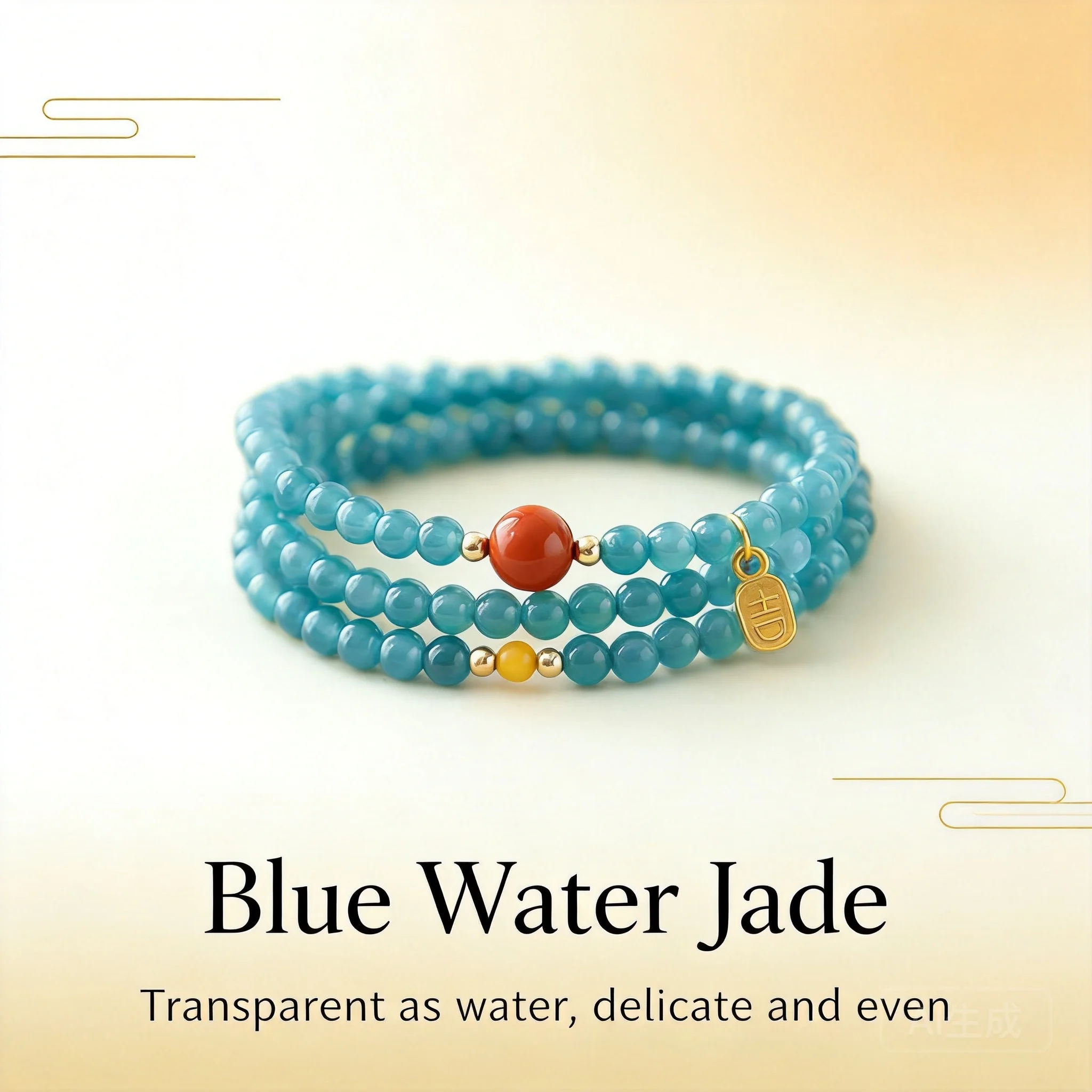 Multi Layer Beaded Bracelet Necklace 2026 Chinese Style Birth Year Gift Natural Blue Water Jade Red Agate Beeswax Handmade Jewel