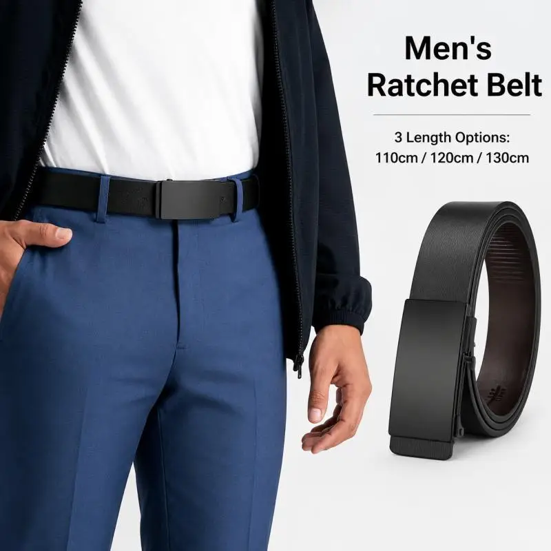 Men PU Leather Business Belt with Alloy Automatic Buckle, Ideal for Daily Outfits, Commute & Business Occasions