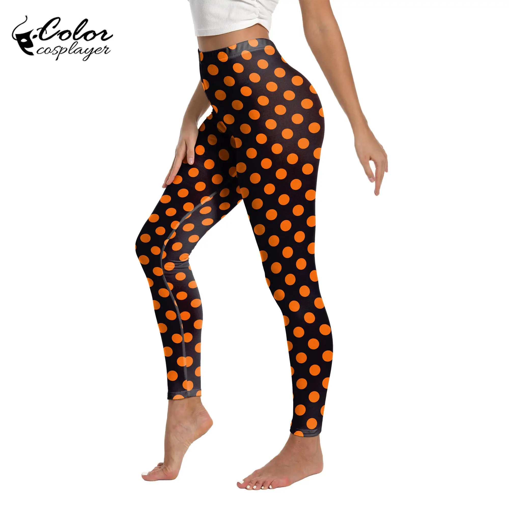 Color Cosplayer Dots Legging for Women Pants Holiday Party Skinny Trousers Female Carnival Slim Trousers Vintage Streetwear