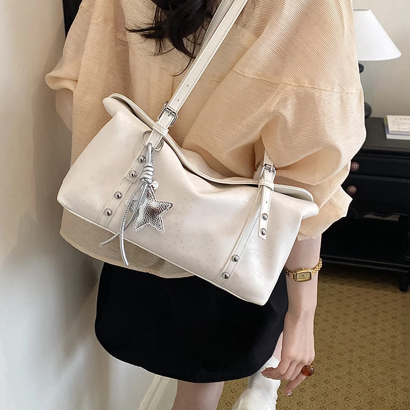 Y2K Star Charm Underarm Bag Soft PU Leather Shoulder Bag Women Aesthetic Korean Style Handbag 4 Colors