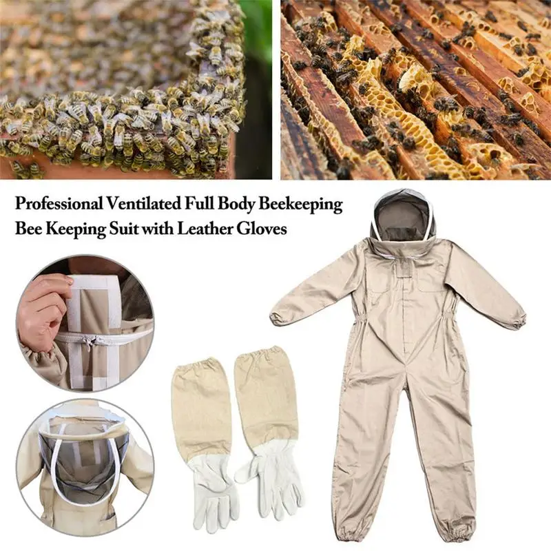 

Professional Beekeeping Protective Suit Hood Detachable Full Body Protective Jacket Beekeeper Costume Work Safety for Garden