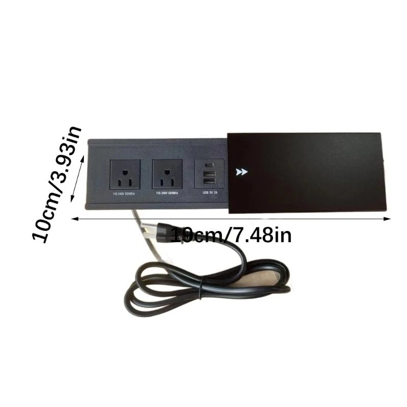 

Q39B Power Strips 2 European Socket 2 USB Charging Port Flushes Mount Installation Overload Protecting Aluminum Construction