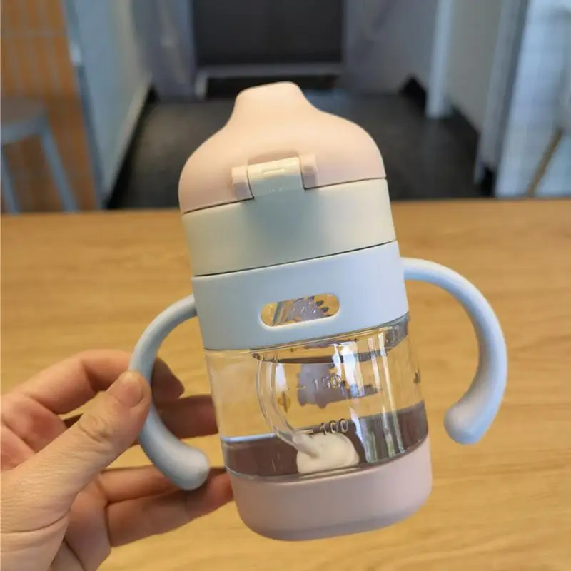 Baby Feeding Bottle Duckbill Design Spill-Proof Transition Cup Gravitation Ball Water Bottle With Non-Slip Double Handle Toddler