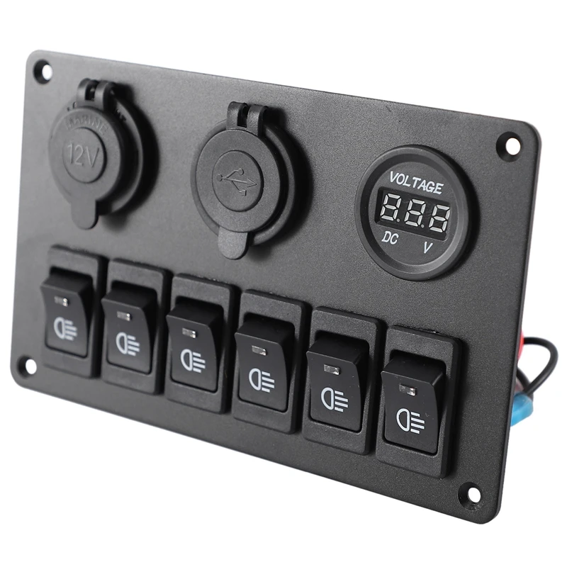 

USB-зарядка ABS 12 в 24 В 6-клавишная клавишная панель переключателя двойной USB Водонепроницаемый Автоматический выключатель синяя Стандартная автомобильная Морская Лодка переключатель управления