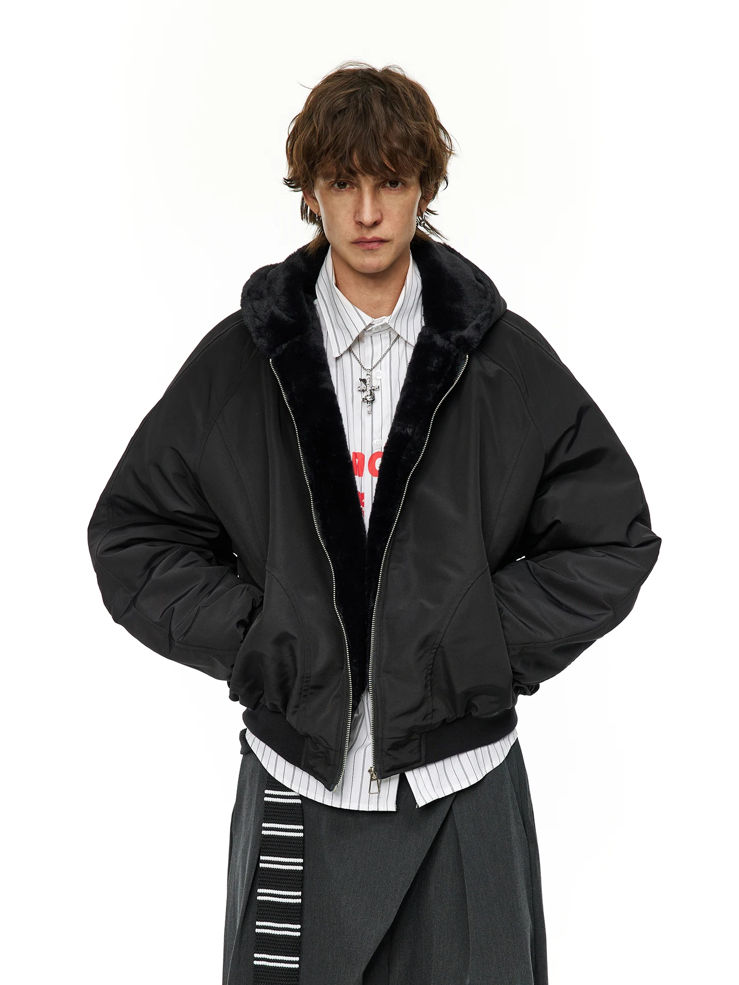 الرجال Thiened مقنعين القطن Jaet الأرنب الفراء محاكاة الجبل النسر معطف الشتاء عارضة الترفيه العلامة التجارية زوجين الملابس #4