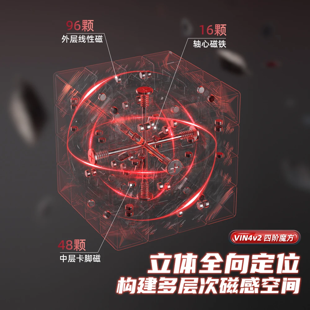 [CubeFun]VIN 4x4 V2 Magnetyczna Kostka Magiczna Speed Cube Diamod UV Bez Naklejek Profesjonalna Układanka Zabawka Antystresowa Prezent