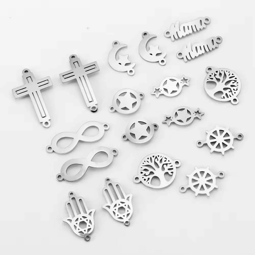 5pcs Stainless Steel Gold Round Life Tree Connectors for Bracelets Accessories DIY Gold Connectors Charms for Jewelry Making