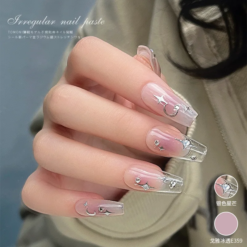 3D Gold Silver Star Nail Art Stickers Black White Crescent Moon Decals Self Adhesive Slider Polish Stickers Manicure Decoration