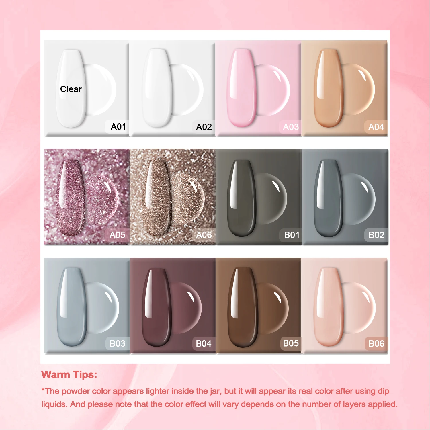 12 لونًا من مسحوق الغمس وقاعدة منشط المعطف العلوي والأدوات الأساسية للمبتدئين بتصميم فن الأظافر هدايا النساء #2