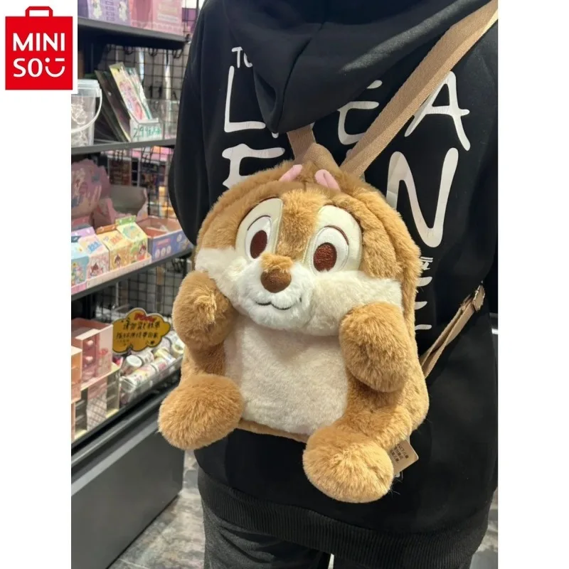 Tas selempang anak kartun MINISO, tas punggung anak manis sederhana dan lucu, tas selempang pelajar boneka chiti mewah kartun Disney