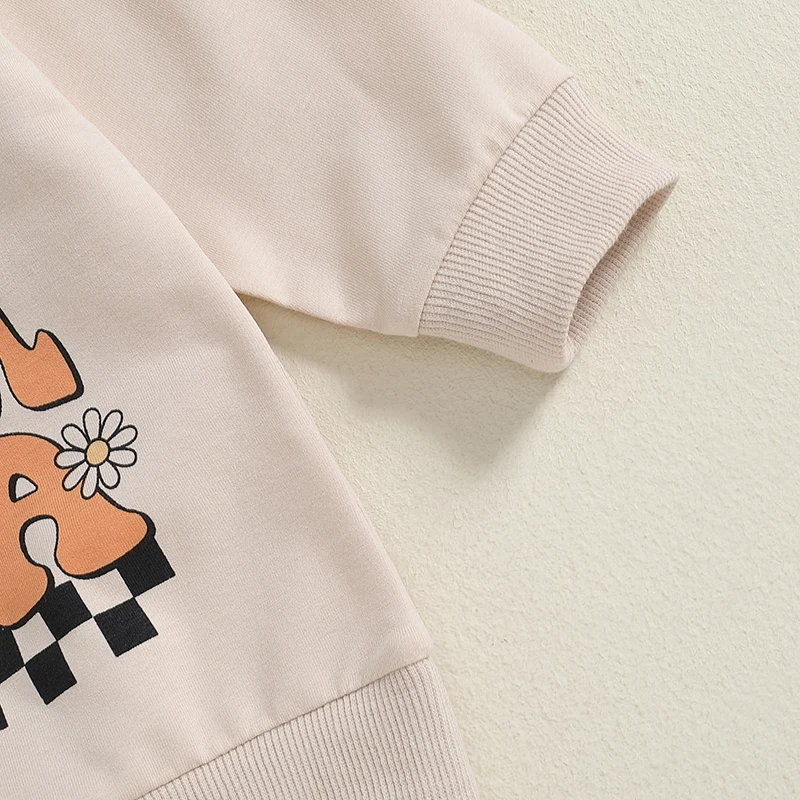 Traje de Acción de Gracias para niña pequeña, sudadera de manga larga con estampado de letras, pantalones acampanados acanalados, conjunto de 2 piezas para otoño