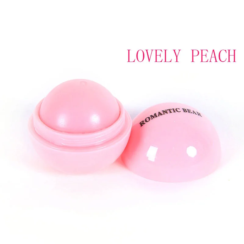 24Pcs Romantic Bear Round Ball Lip Balm Set Fruit Flavored Transparent Natural Moisturizing Lip Balm Girls Kids Lips Care Bulk