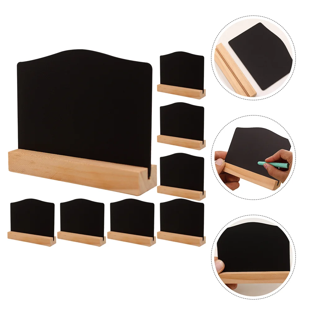 Wooden Double-sided Small Blackboard Ornaments Home Decoration Hotel Bar Writing Message 8pcs (small Arch) Labels