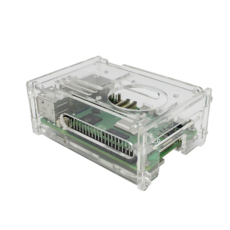 Raspberry Pi 5 Acrylic Cooling Case, Transparent Shell, Camera Mount, Active Heatsink Set
