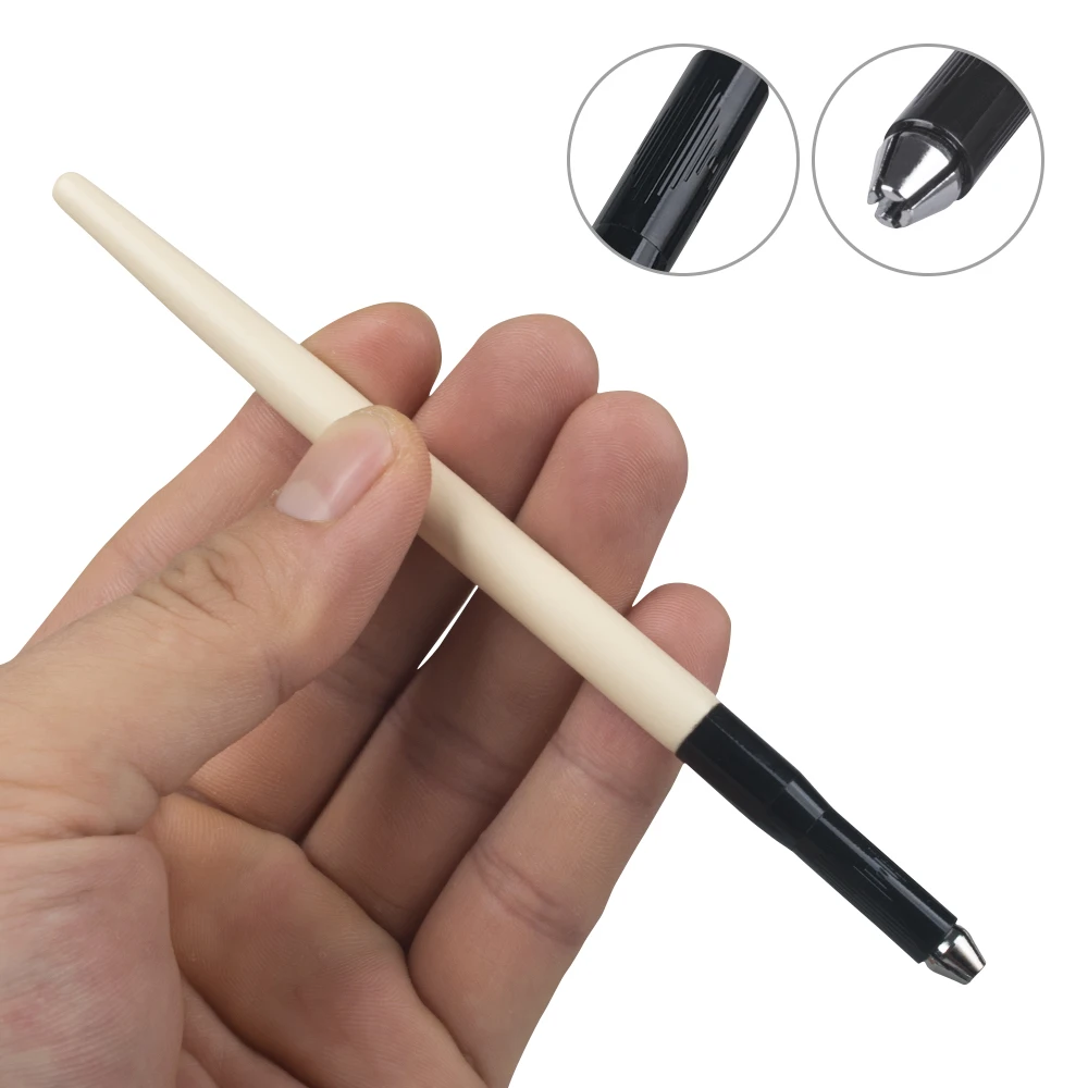 1 قطعة قلم يدوي للوشم متعدد الوظائف شبه دائم ماتي مقبض خشبي أداة ماكياج للشفاه الحاجب رسم الضباب الحاجب