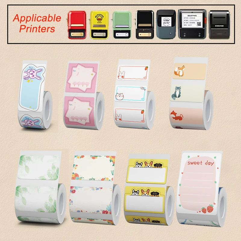 Niimbot B4/B31/B1/B21/B203/B3S/B2 Funny Cartoon Label Sticker Waterproof Self-adhesive Cosmetics Label Price Tags Name Sticker