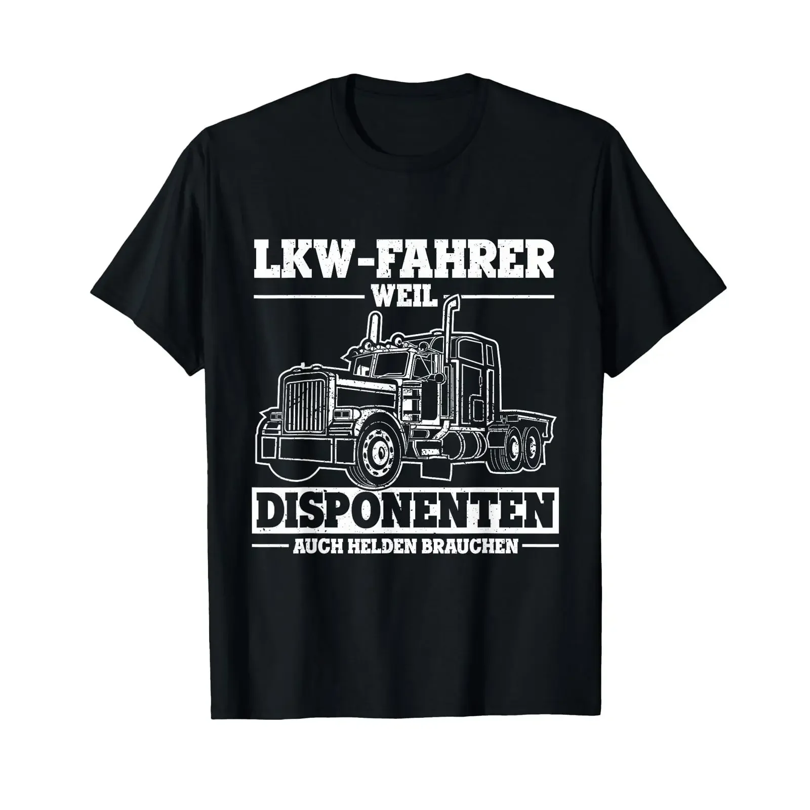 Men's T Shirt with German Text quot Truck Fahrer weil Disponente auch Helden braucht Lang vintage Washed Top For Everyday Wear