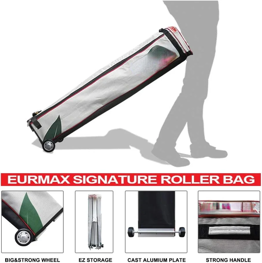 Eurmax USA 10'x15' Pop-up Canopy Tent Commercial Instant Canopies with 4 Removable Zipper End Side Walls and Roller Bag