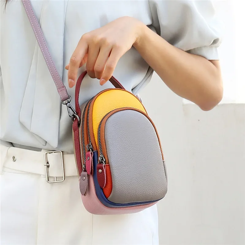 Luxury Geniune Leather Shoulder Bags for Women Small Phone Bag Female Crossbody Bag Vintage Cowhide Coin Purse Ladies Handbags