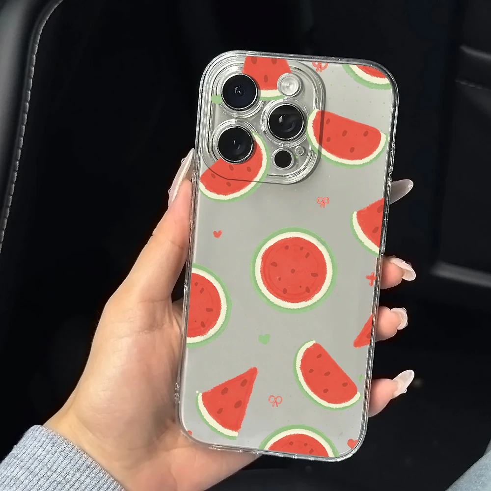 Funda de teléfono de silicona con sandía fresca para iPhone 17 16 15 14 13 12 11 Pro Xs Max Air Mini 7 8 6 6s Plus SE 2020 2022