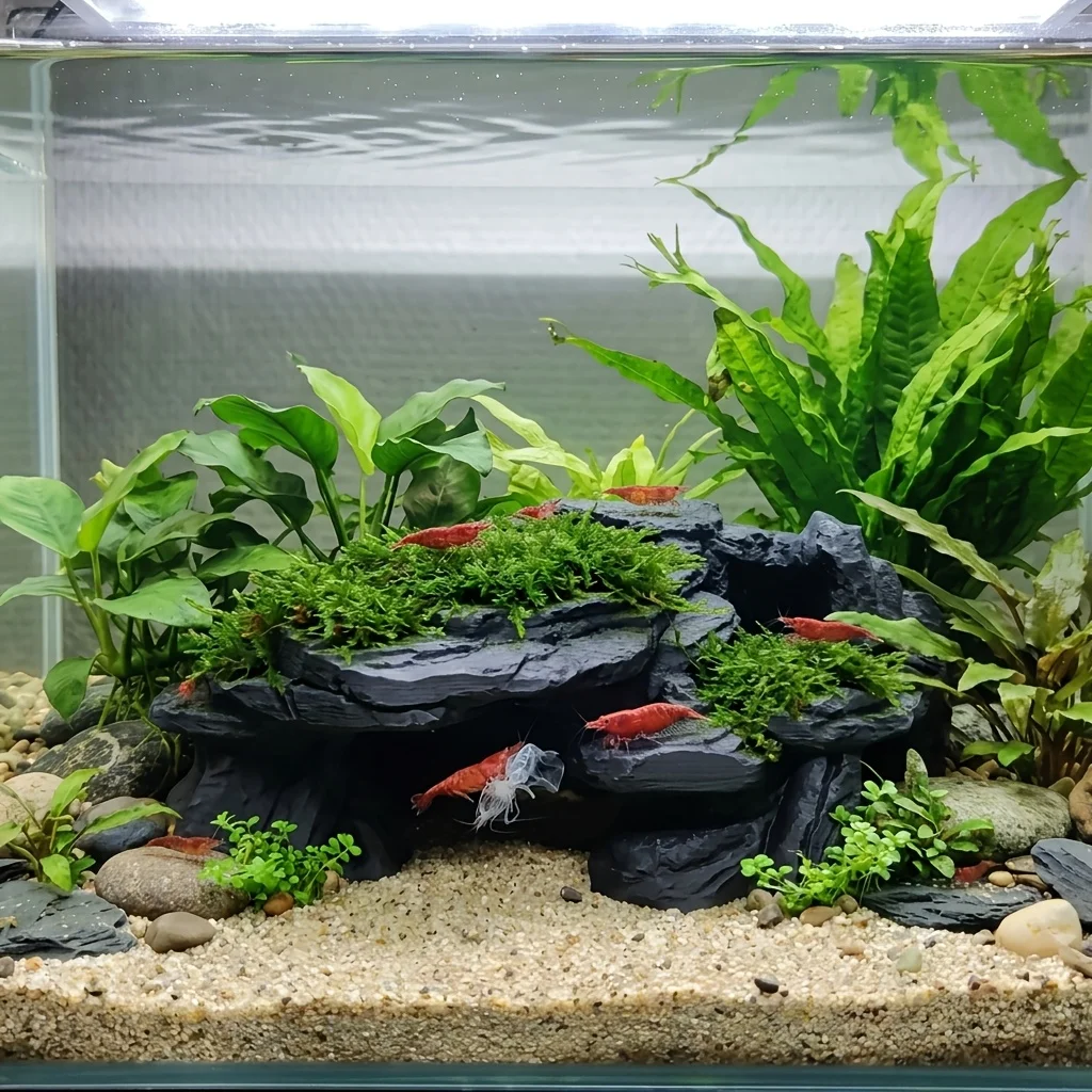 PLA Cave Aquarium Hidden Fish Tank Decoration with Sinking Pool Platform Turtle Shrimp Fish Hidden Rest Evacuation House view 2