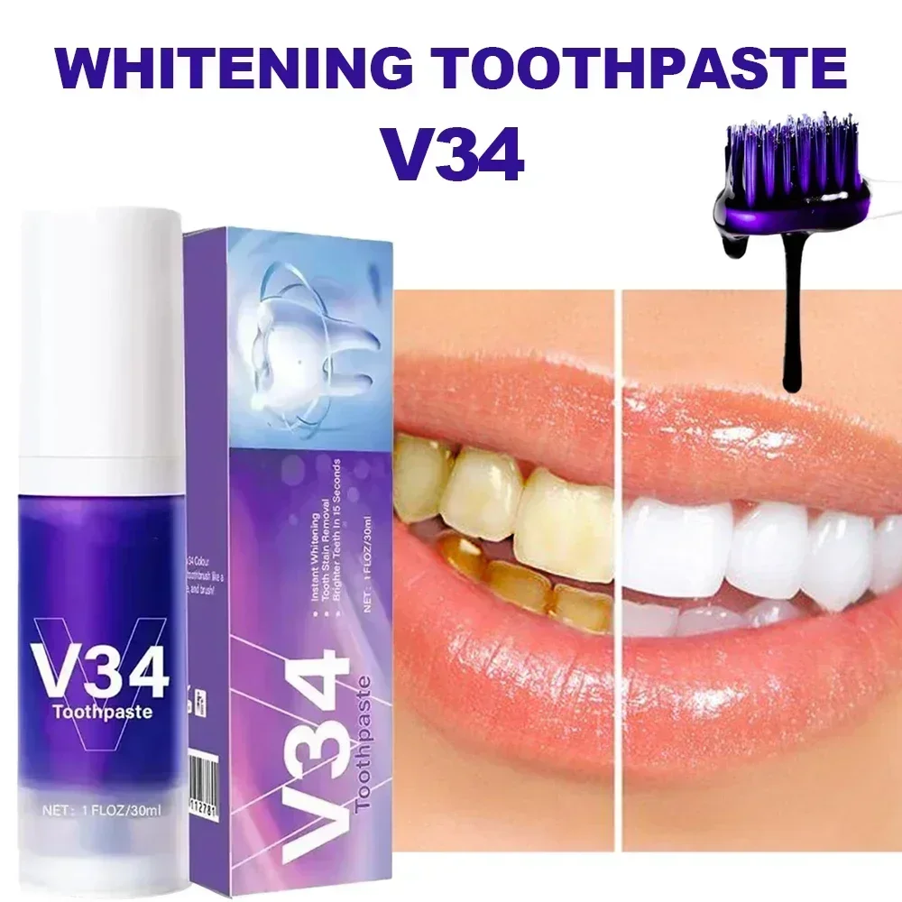 V34 Teeth Whitening Toothpaste For Removing Plaque Stains Dental Hygiene Care