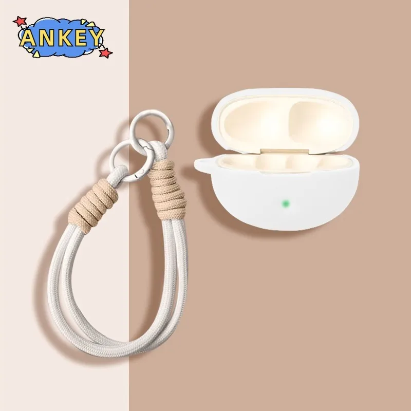 for QCY Crossky C50 Case Silicone Protective Earbuds Cover Nylon Lanyard Soft Shell