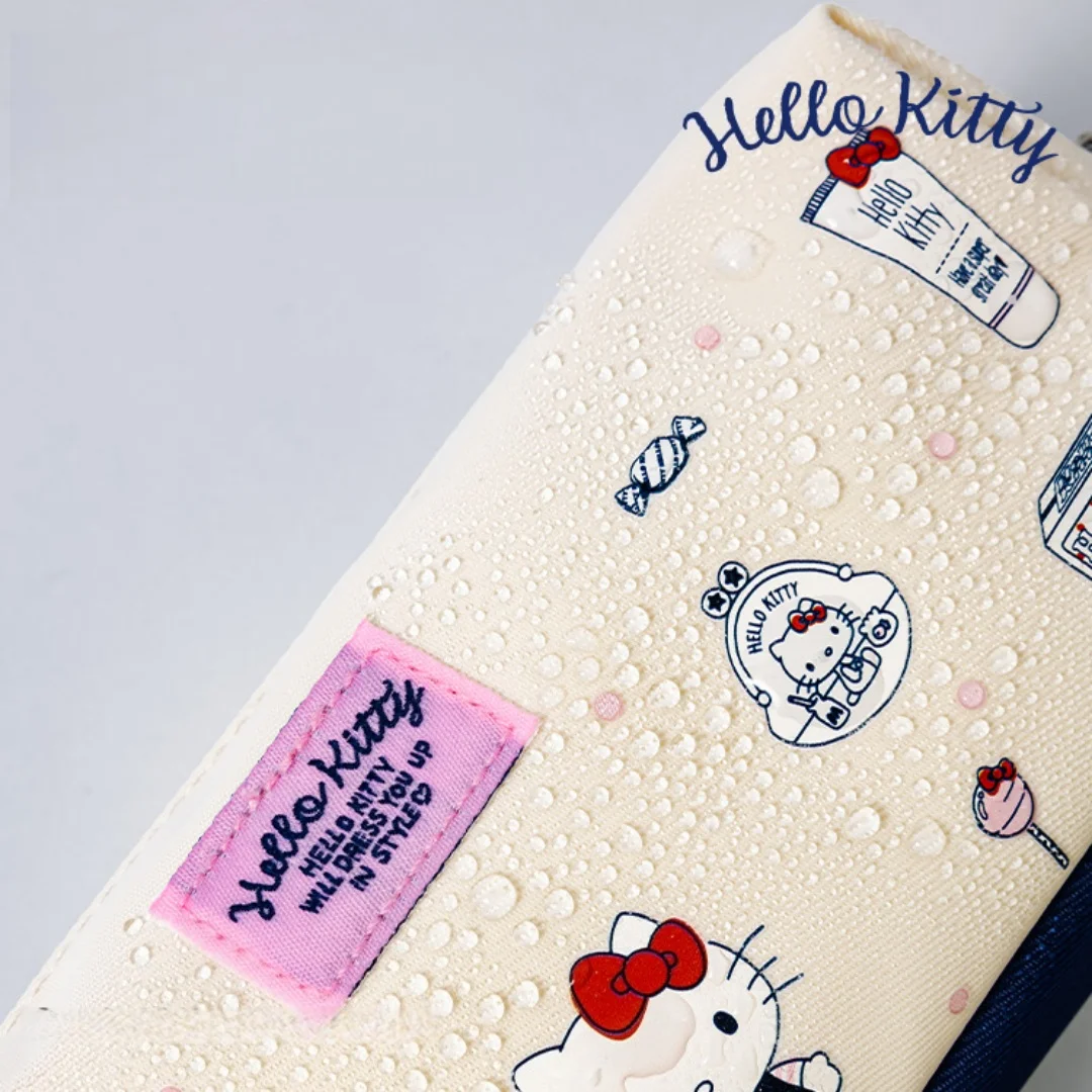 Authentic Hello Kitty Portable Pencil Bag, Large-Capacity Canvas Stationery Bag, Portable Stationery Storage Bag, Waterproof Cute Girl's Pencil Bag