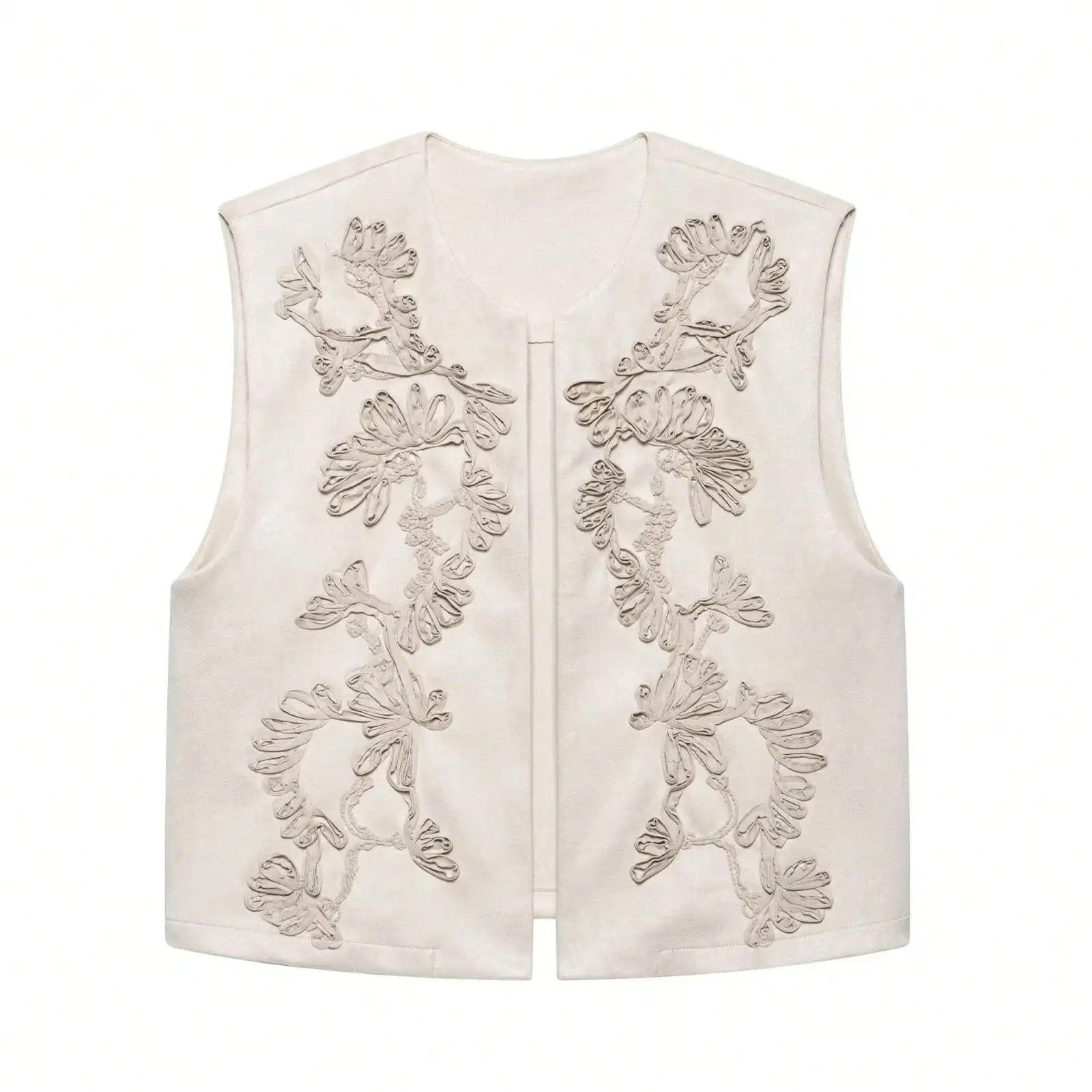 HH Elegante Damen O-Ausschnitt Weste Ärmellos Locker Sitzendes Tanktop Büro-Arbeitskleidung Business Casual Schicke High-Street-Mode Damenwesten – Detail 2