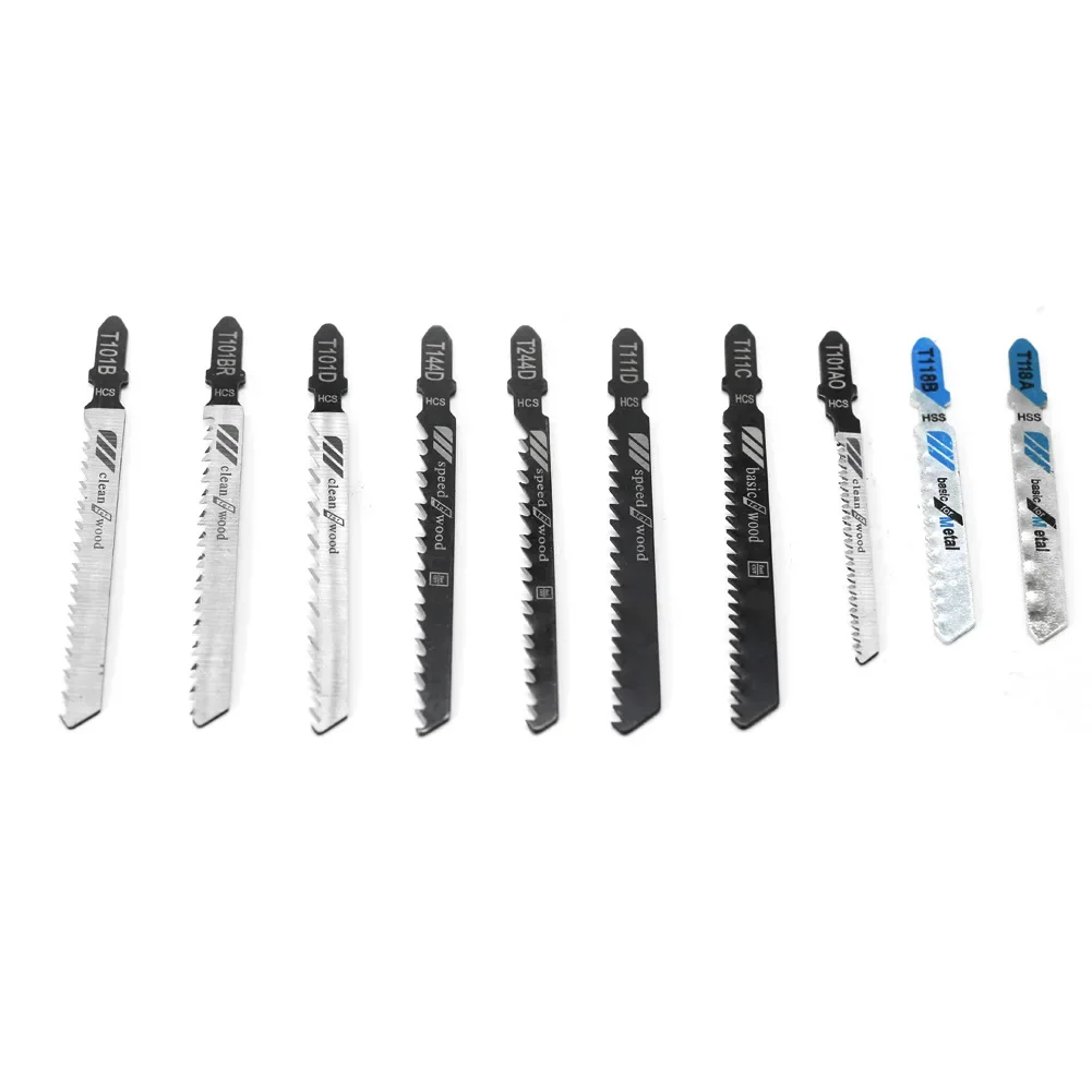 10 unid/set de varias hojas de sierra de calar con mango en T, cuchillas surtidas, herramienta de carpintería para Makita, disco de corte de Metal, plástico y madera