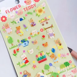 Korean Import Original BONITO Cute Flowers Teddy PVC Stickers Scrapbooking Diy Journal Diary Sticker Cute Decor Gift