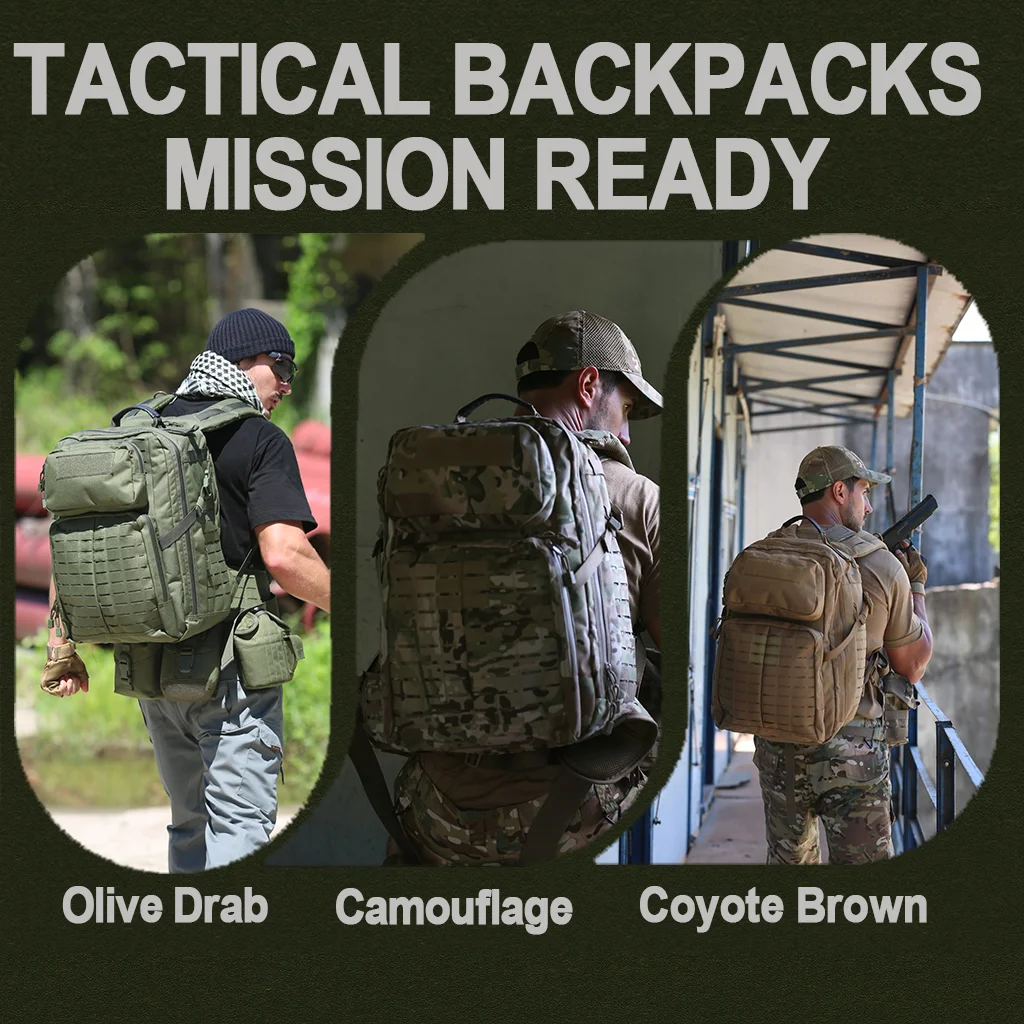 AKmax Adventure 48H Military Tactical Rucksack – MOLLE Army Assault Pack with 3L Hydration Bladder for Combat & Hiking