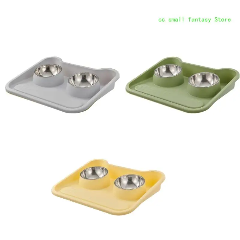 

R3MA Raised Feeding Double Bowl Elevated Feeder Bowl Anti-Vomiting Dish Plate