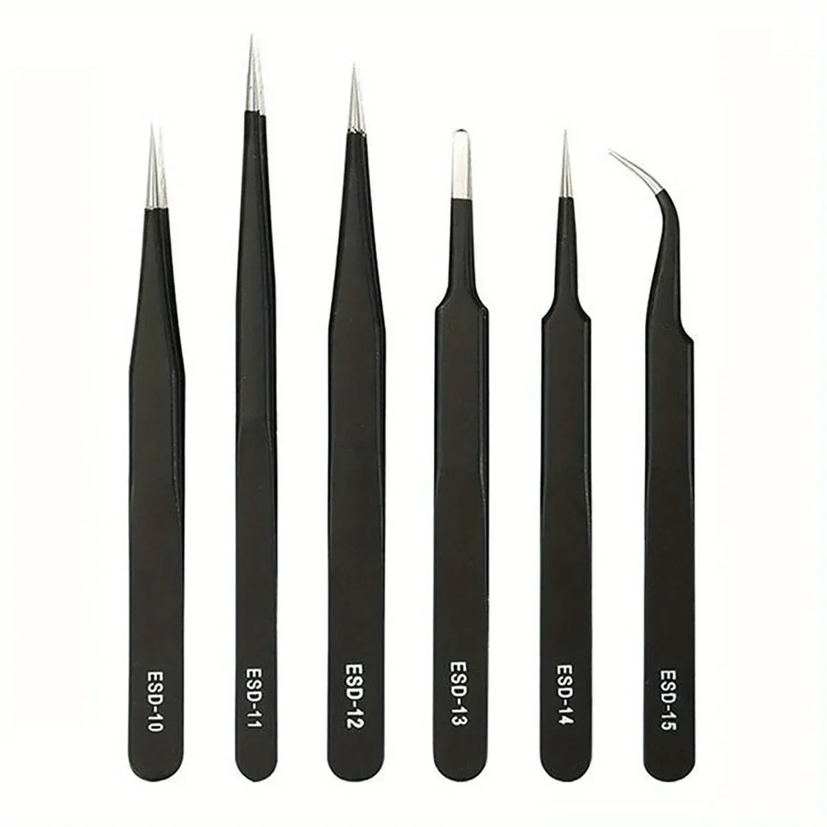 2026 NEW6-Piece ESD Anti-Static Tweezers Set, Precision Stainless Steel Tools for Electronics Repair, Craft Modeling & Bending