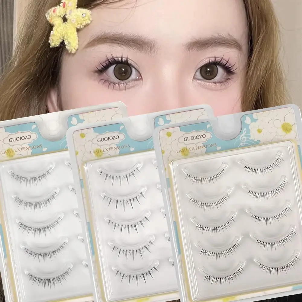 

5 Pairs Eyelashes Under Eyelash Natural Lower Eyelashes Clear Stem Lash Daily Makeup Supplies Lash Extension False Eyelashes