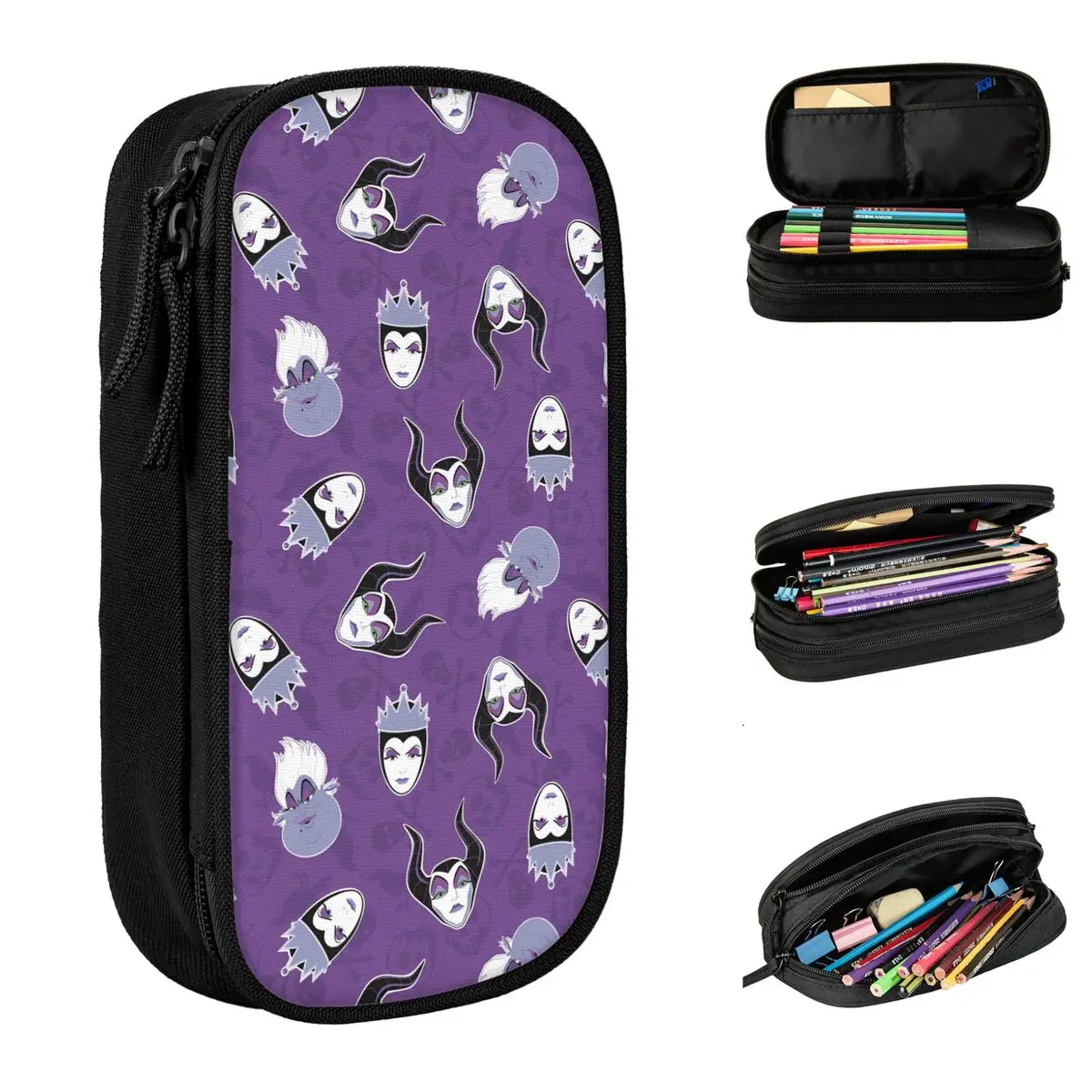 Villains Cartoon Queen Movie Pencil Cases Classic Evil Maleficent Pen Holder Bags Kids Big Capacity School Supplies Pencilcases