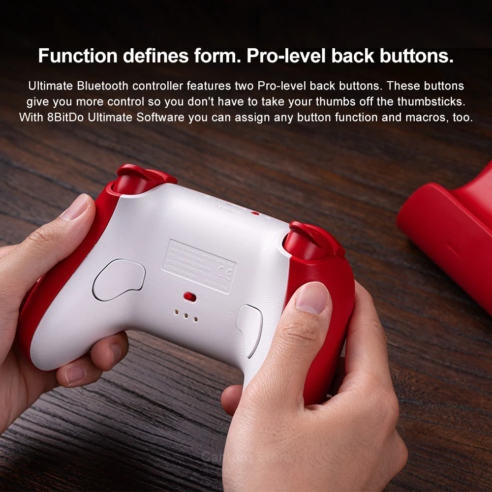 8bitdo Ultimate Bluetooth PC Nintendo SWITCH คอนโทรลเลอร์เกมแพดพร้อมแท่นชาร์จสีใหม่มีสีแดงสีน้ำเงิน