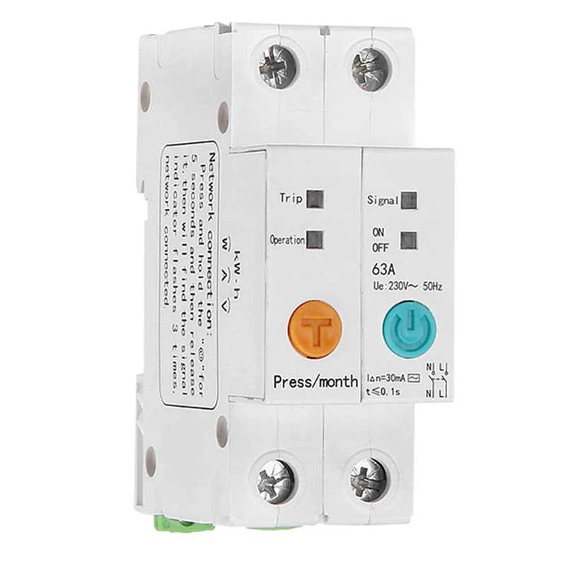 

Single Phase Din Rail WIFI Smart Energy Meter Leakage Protection Remote Read Kwh Meter Wattmeter Voice Control