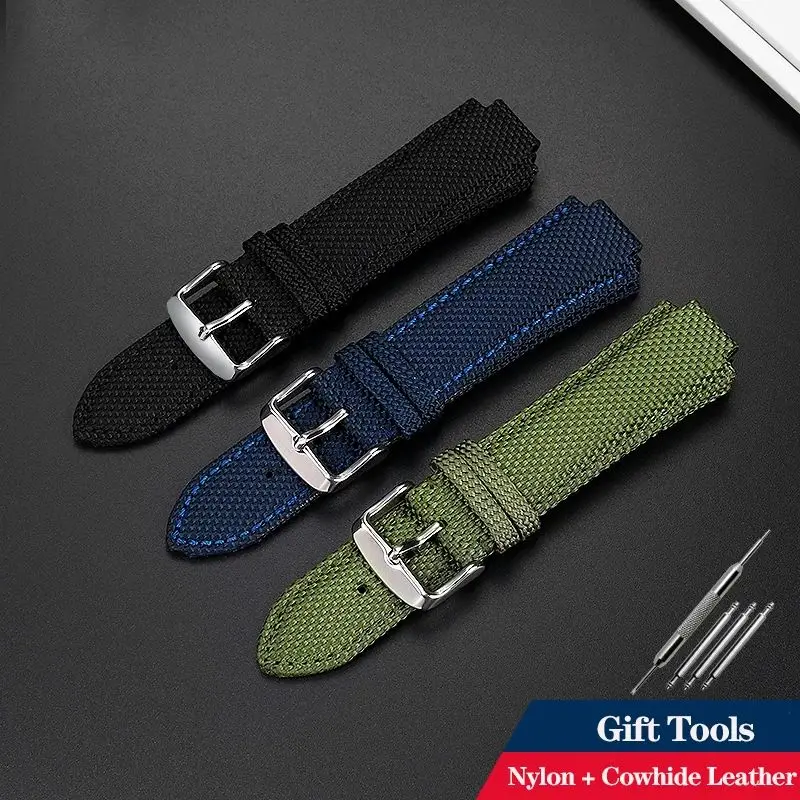 For Casio Edifice Series GST-B400 EFB-680 ECB-10D Nylon Canvas Leather Bottom Watchband Watch Band Silicone Strap 26*14 Bracelet