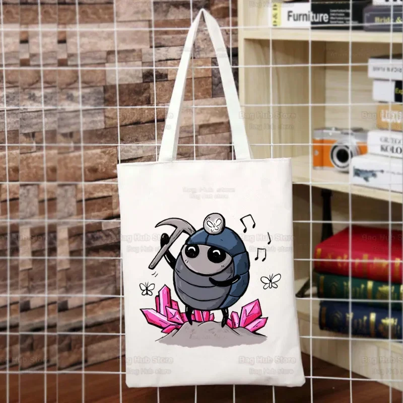 Hohle Ritter Spiel Cartoon Leinwand Schulter Einkaufstasche für Frauen Handtaschen Öko wieder verwendbare Einkaufstasche Vintage Mode Ulzzang Taschen