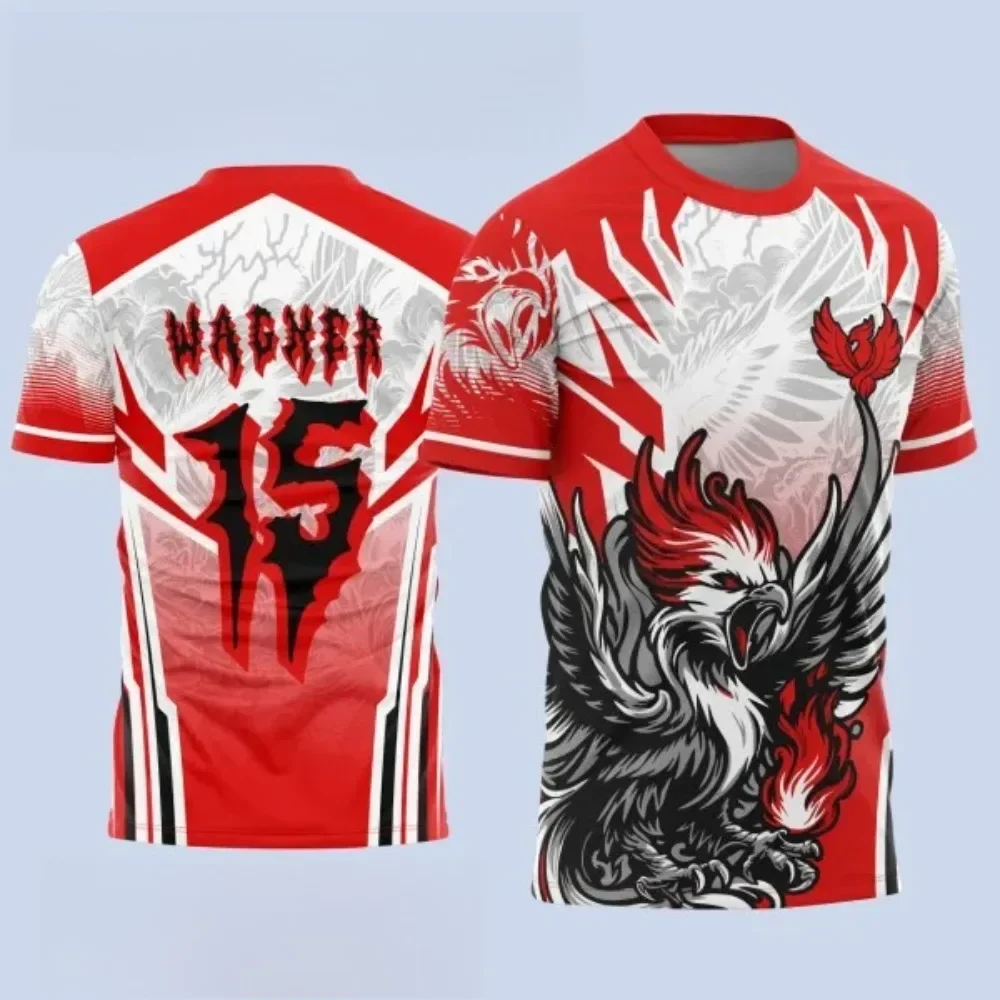 

Woodpecker 3D printed sports quick drying men's T-shirt football uniform men's and women's loose short sleeved shirt