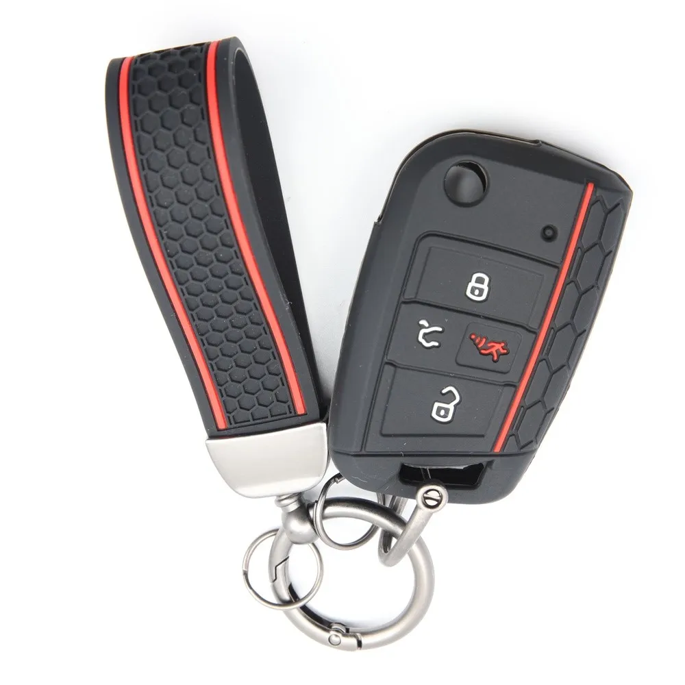 Capa de silicone para chave de carro com controle remoto para Volkswagen Golf GTI Alltrack Golf R Sportswagen Polo Skoda Tiguan Atlas e-Golf Jetta