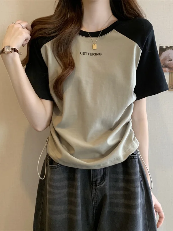 

plus Size Women's ort Sve T-irt Color Blo Sport Sle Summer Casual Comfortable Cotton Blend Couple Matching