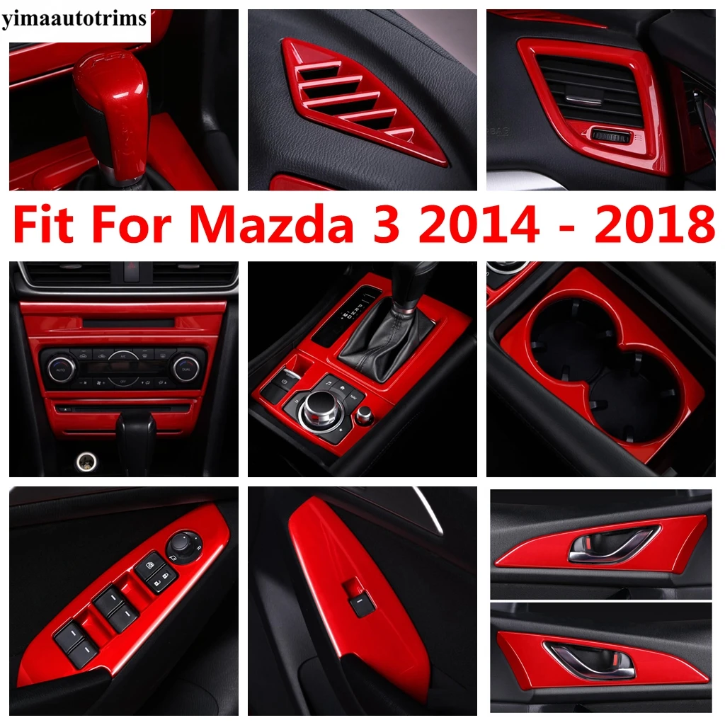 

Red Steering Wheel Frame / Central Control Middle AC Air Conditioning Vent Outlet Cover Trim Accessories For Mazda 3 2014 - 2018