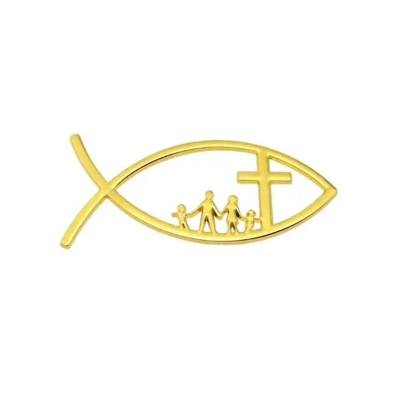 31BC 3D Car Fish Decal Sticker Adhesive Metal Decal Universal for Car Window Bumper Christian Fish Emblems Sticker