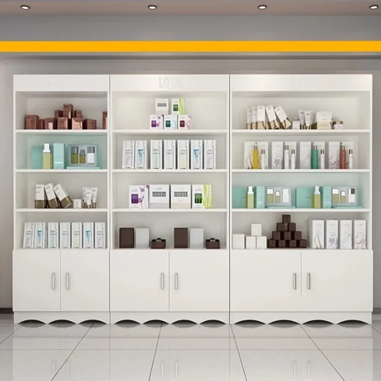 Interior Design Makeup Display Shelves for Store Wood Perfume Display Stand for Retail Showcases