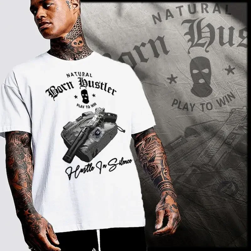 Born Hustler T Shirt Bloody Money Gangster Mobster Mob Mafia Urban Streetwear