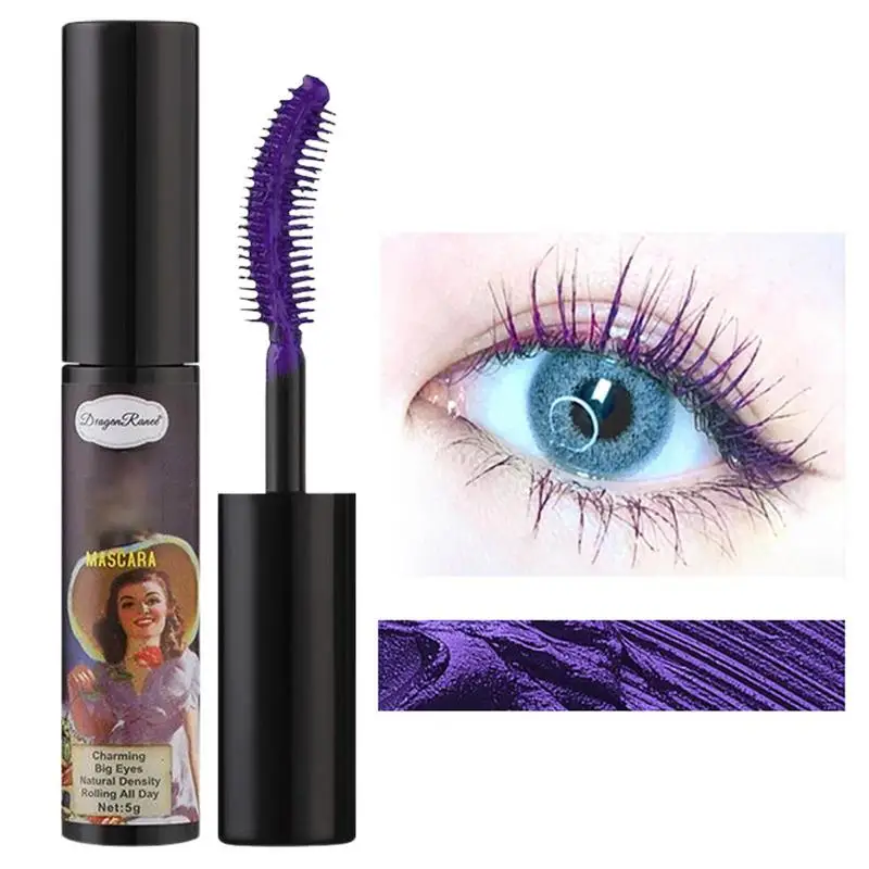 Color Mascara Colorful Silk Fiber Mascara Waterproof Fast Dry Eyelashes Eye Lashes Blue Green Red Purple Black White Ink Mascara